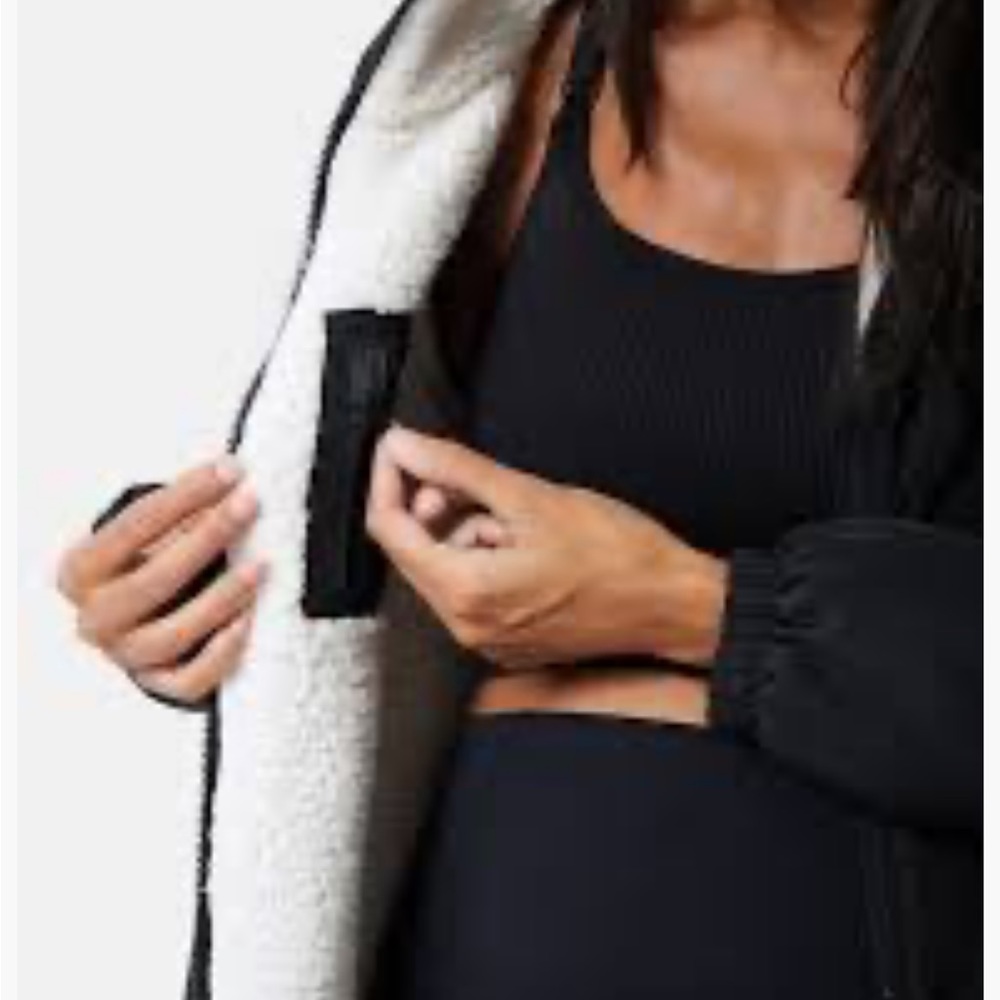 Ingrid & Isabel Black Bomber Jacket with Soft Cream Lining